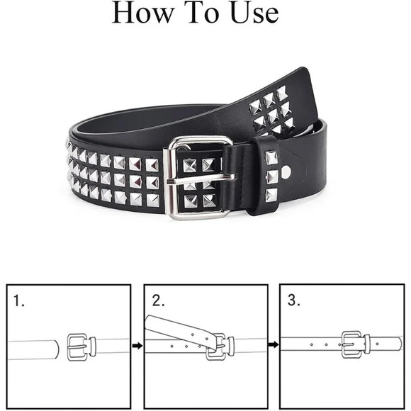 Belts Women Stud Punk Rock Girls Black Waist Belt Cosplay Halloween - Picture 5 of 6